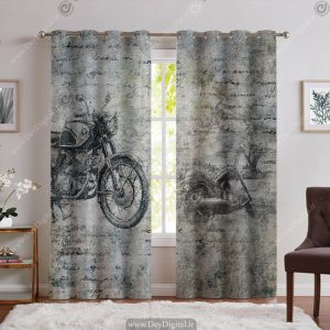 پرده پانچ سه بعدی طرح موتور سیکلت