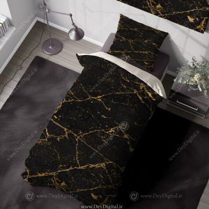 روتختی طرح ماربل مشکی طلایی تکنفره