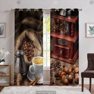 پرده طرح قهوه برای قهوه فروشی