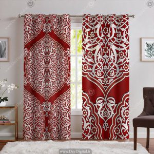 پرده سنتی قرمز طرح نقوش اسلیمی PK-6527
