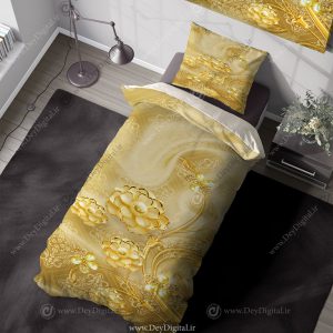 روتختی یک نفره طرح گل طلایی