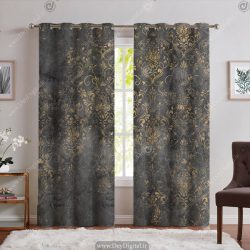 پرده پتینه طرح کلاسیک گل داماسک