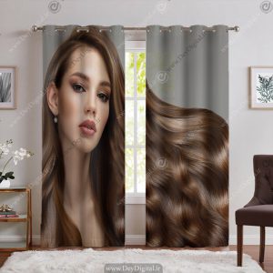 پرده پانچ سه بعدی طرح چهره زن مو بلند