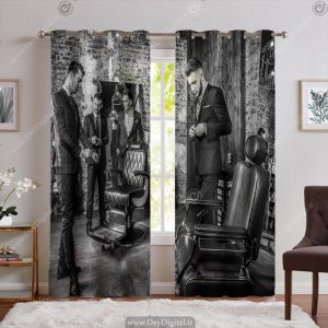 پرده تصویری پانچی برای ارایشگاه مردانه