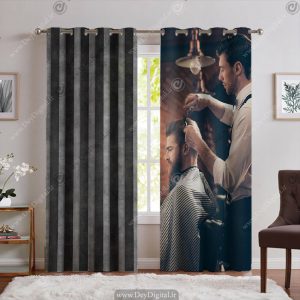 پرده برای آرایشگاه مردانه طرح آرایشگر
