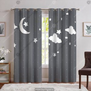 پرده اتاق نوزاد طرح ستاره و ماه
