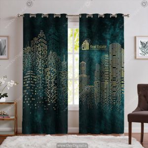 پرده پانچی طرح ساختمان گرافیکی برای املاکی
