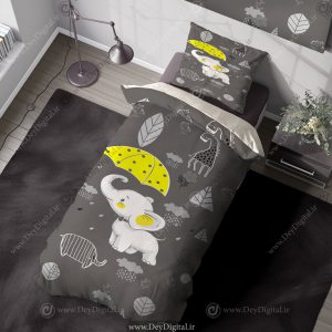 روتختی سه بعدی کودک طرخ فیل رنگ طوسی