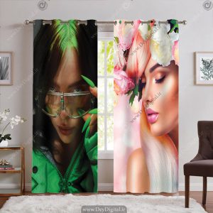 پرده چاپی طرح چهره زن برای آرایشگاه