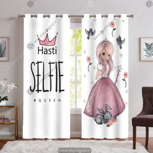 پرده چاپی طرح عروسکی دخترانه