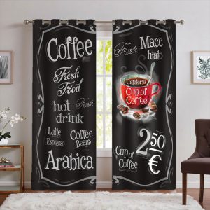 پرده چاپی سه بعدی طرح کافه