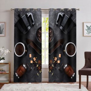پرده سه بعدی برای کافی شاپ رنگ تیره