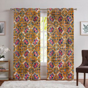 پرده برای اتاق خواب طرح کاشی سنتی
