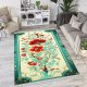 فرش طرح درختی گلدار با حاشیه ساده و زمینه روشن