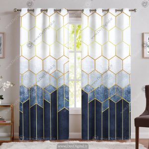 پرده چاپی طرح سنگ با اشکال هندسی