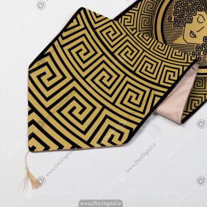 رانر چاپی طرح هندسی طلایی با نقاشی چهره
