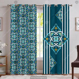 پرده چاپی طرح سنتی سبز