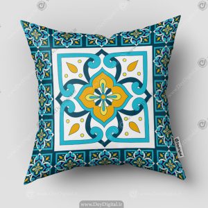 کوسن چاپی طرح اسلیمی فیروزه ای رنگ