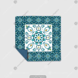 رومیزی طرح نقوش اسلیمی فیروزه ای رنگ