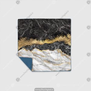 رومیزی طرح سنگ نقره ای مشکی با رگه های طلایی