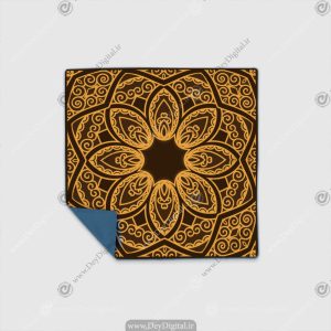 رومیزی سنتی نقش گل طلایی زمینه تیره