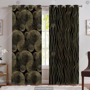 پرده پانچی مشکی طلایی مدرن