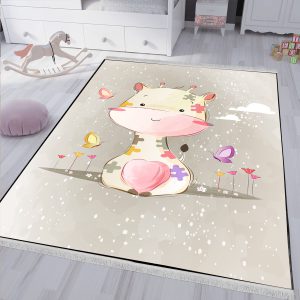 فرش اتاق کودک طرح گاو عروسکی