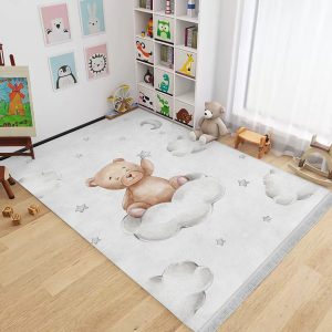 فرشینه اتاق بچه طرح خرس تدی روی ابر