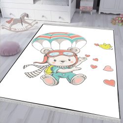 فرش چاپی کودکانه طرح خرس چتر
