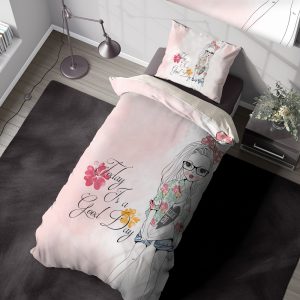 لحاف روتختی طرح دختر مدل فشن رنگ صورتی آبرنگی