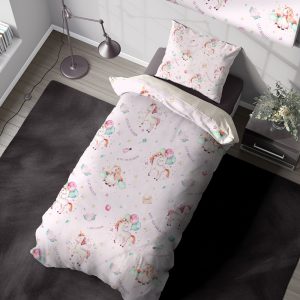 روتختی مخمل یکنفره طرح یونیکورن صورتی