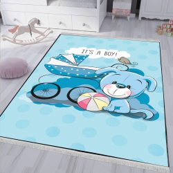 فرش اتاق خواب کودک طرح خرگوش گوش دراز آبی