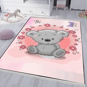 فرشینه فانتزی طرح خرس کوالا با زمینه صورتی