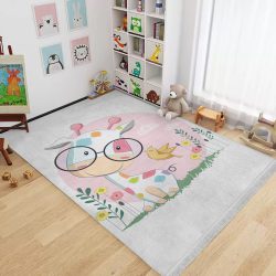 فرش زیبای فانتزی طرح گاو غینکی برای اتاق کودک