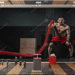 کاغذ دیواری سه بعدی ورزشکار در حال ورزش کردن با طناب