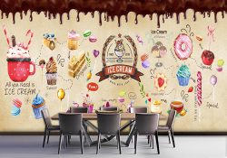 پوستر دیواری برای بستنی فروشی با انواع بستنی لیوانی