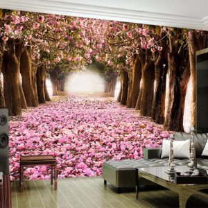 پوستر دیواری طبیعت رویایی با شکوفه های صورتی