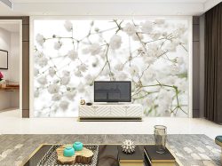 پوستر دیواری طرحی از شکوفه های سفید