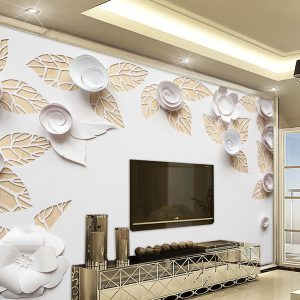 پوستر دیواری پشت تی وی طرح گل کاغذی