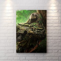 تابلو اتاق گیمینگ طرح شخصیت Stoney Sloth با زمینه جنگلی