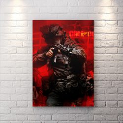 تابلو گیمینگ طرح سرباز Call of Duty: Modern Warfare 3 با زمینه قرمز