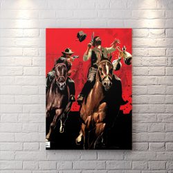 تابلو گیمینگ طرح بازی Red Dead Redemption با زمینه قرمز