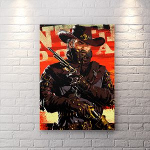 تابلو اتاق گیمینگ طرح red dead با تم تیره