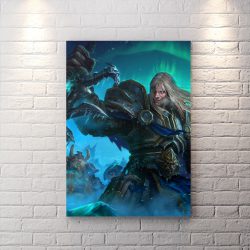 تابلو گیمینگ طرح شخصیت Arthas Menethil از وار کرفت با زمینه آبی تیره