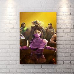 تابلو شاسی گیمینگ طرح شخصیت Mileena از بازی مورتال با زمینه زرد