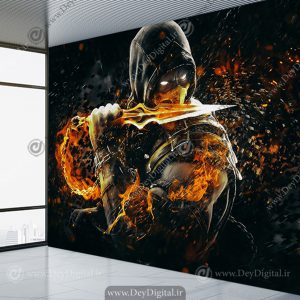 کاغذ دیواری سه بعدی طرح Scorpion شخصیت بازی مورتال