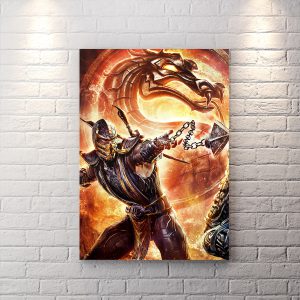 تابلو گیمینگ طرح Scorpion با زمینه اژدها