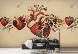 کاغذ دیواری سه بعدی قلب انسان