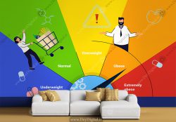 کاغذ دیواری سه بعدی برای مرکز تغذیه و تناسب اندام