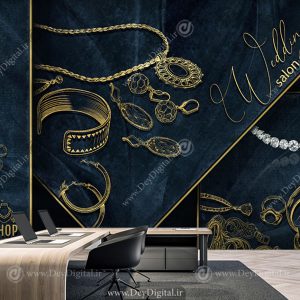 کاغذ دیواری سه بعدی طرح وکتوری طلا و جواهرات